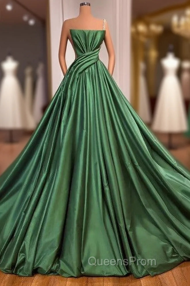 Fabulous Long A-line One Shoulder Satin Sleeveless Evening Prom Dress Main image