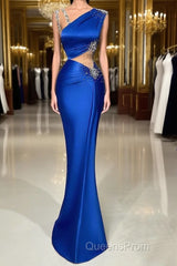 Fabulous Long Satin Column Mermaid Evening Evening Prom Dress With Beading