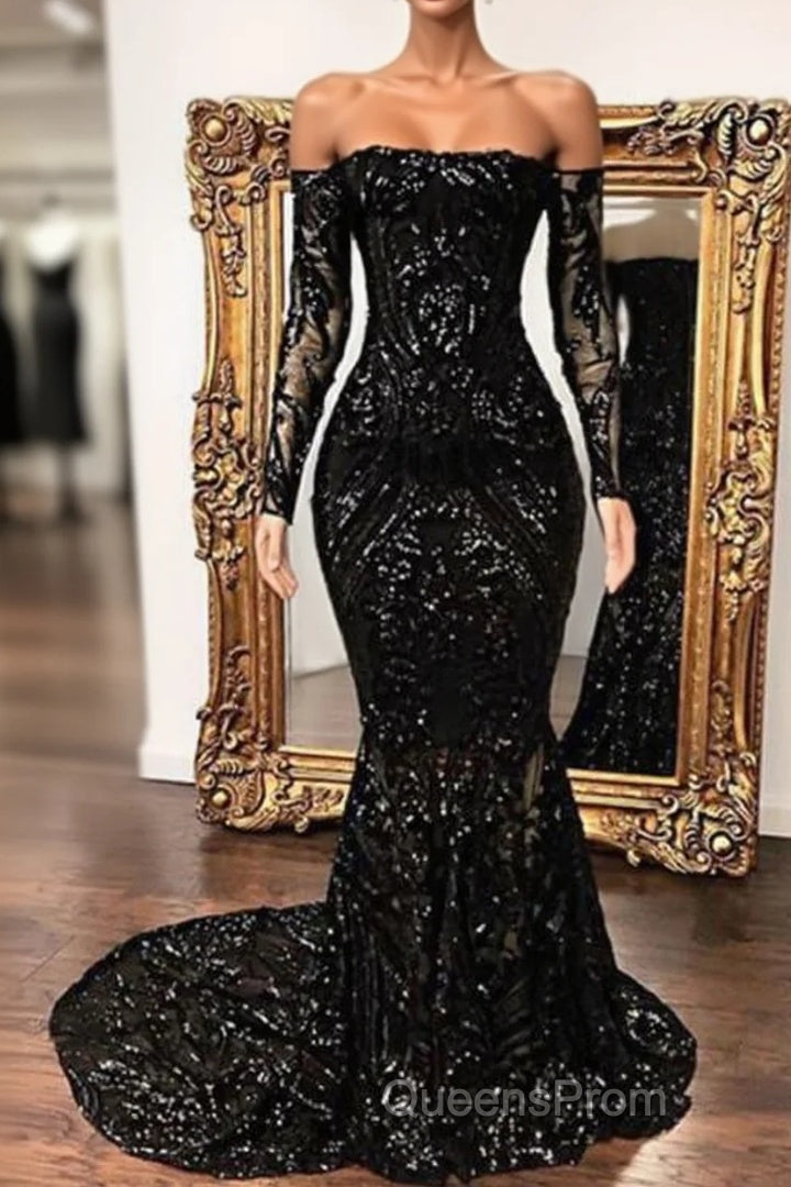 Fabulous Long Sleeve Sequins Mermaid Evening Prom Dress Main image