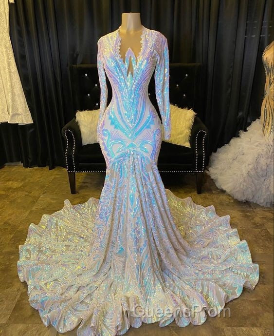 Fabulous Long Sleeves Evening Prom Dress Mermaid Sequins On Sale Secondary image