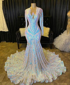 Fabulous Long Sleeves Evening Prom Dress Mermaid Sequins On Sale