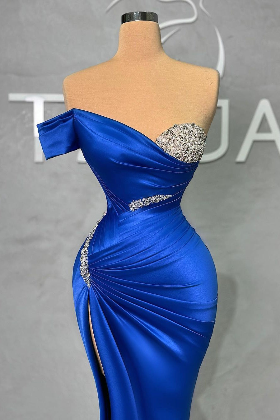 Fabulous Long Sweetheart Split Mermaid Evening Prom Dresses With Beading Secondary image