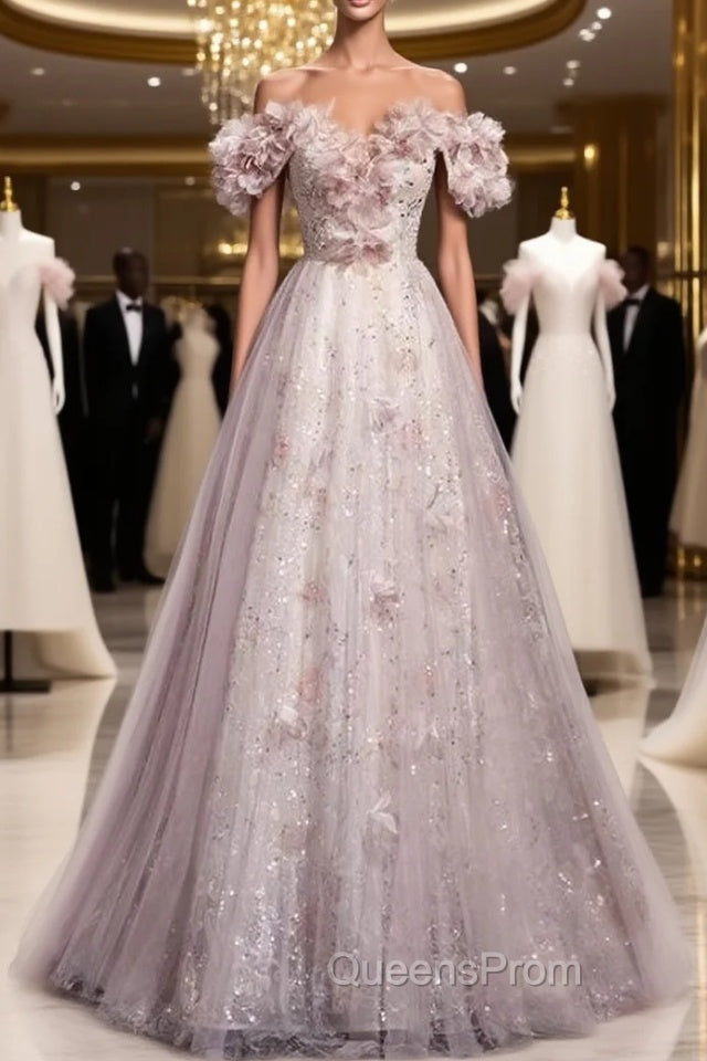 Fabulous Pink Tulle Sequins Flower Evening Prom Dress Main image