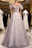 Fabulous Pink Tulle Sequins Flower Evening Prom Dress