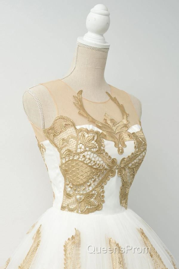 Fabulous White Homecoming Dress Jewel Knee-Length Lace Appliques Secondary image