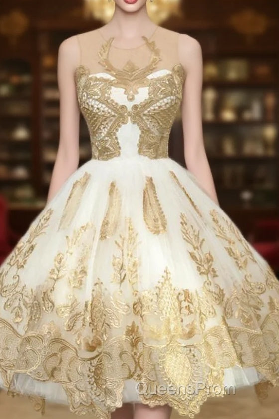 Fabulous White Homecoming Dress Jewel Knee-Length Lace Appliques Main image