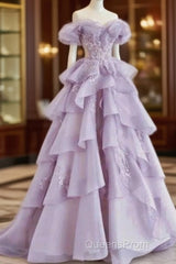 Fairy A Line Off The Shoulder Lilac Evening Prom Dress Evening Dress