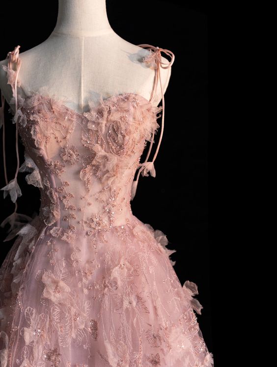 Fairy A Line Spaghetti Straps Pink Tulle Classy Prom Dress For Teens