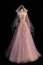 Fairy A Line Spaghetti Straps Pink Tulle Classy Prom Dress For Teens