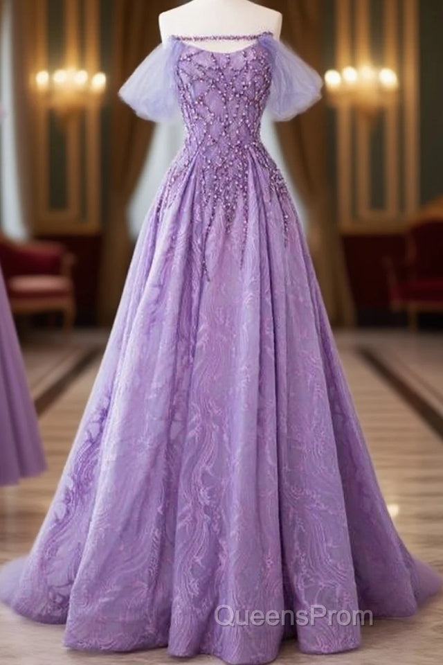 Fairy A Line Strapless Lilac Evening Prom Dress Evening Dress Main image