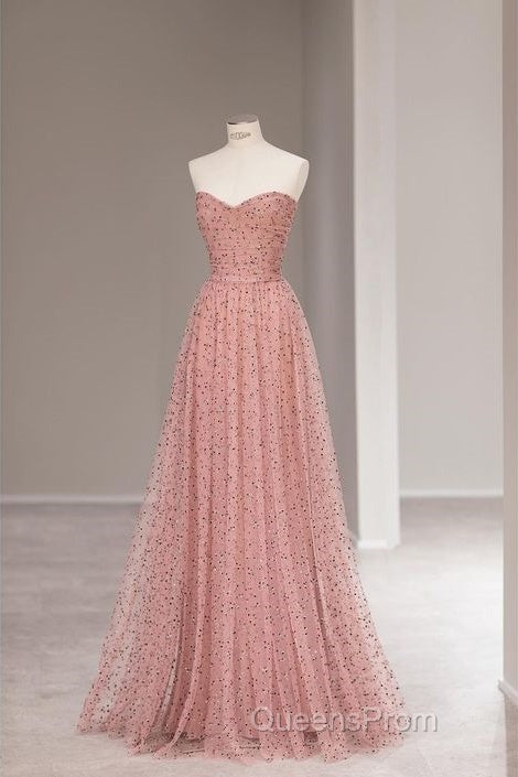 Fairy A Line Sweetheart Pink Long Tulle Evening Prom Dress 22Th Birthday Outfit