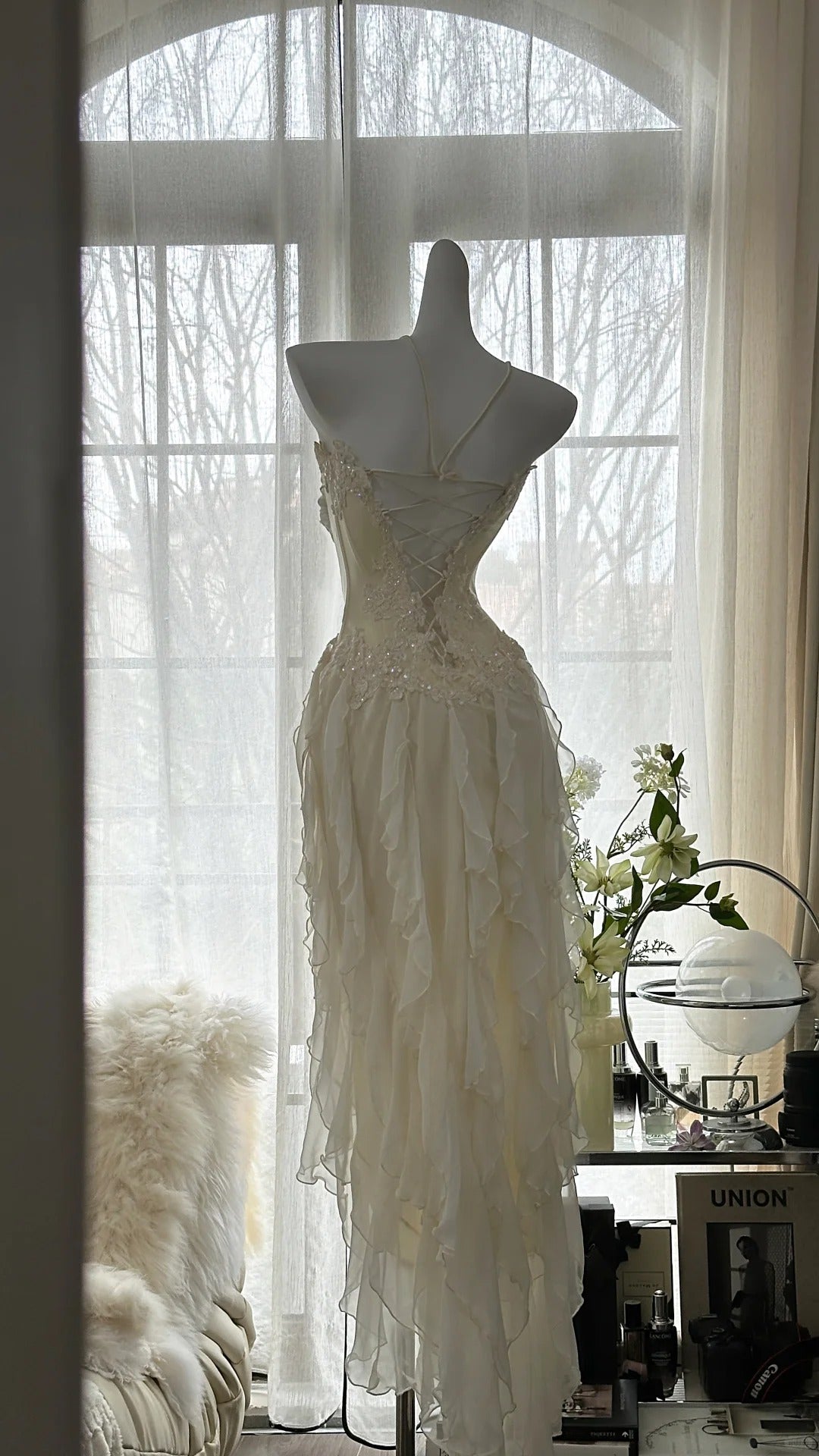 Fairy-Like Tube Top With Heart-Shaped Collar And Beaded Wood Ear Curled Skirt Chiffon Classy Prom Dress Secondary image