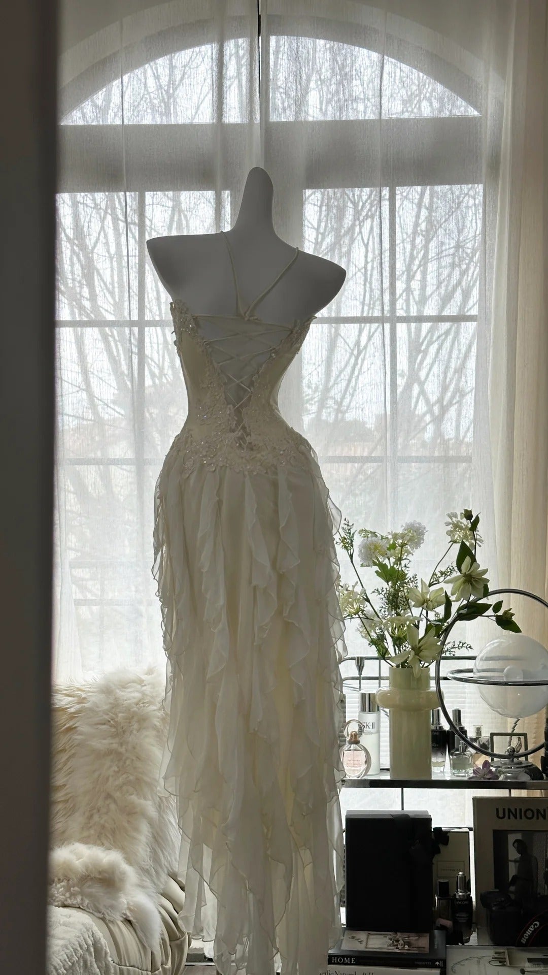 Fairy-Like Tube Top With Heart-Shaped Collar And Beaded Wood Ear Curled Skirt Chiffon Classy Prom Dress