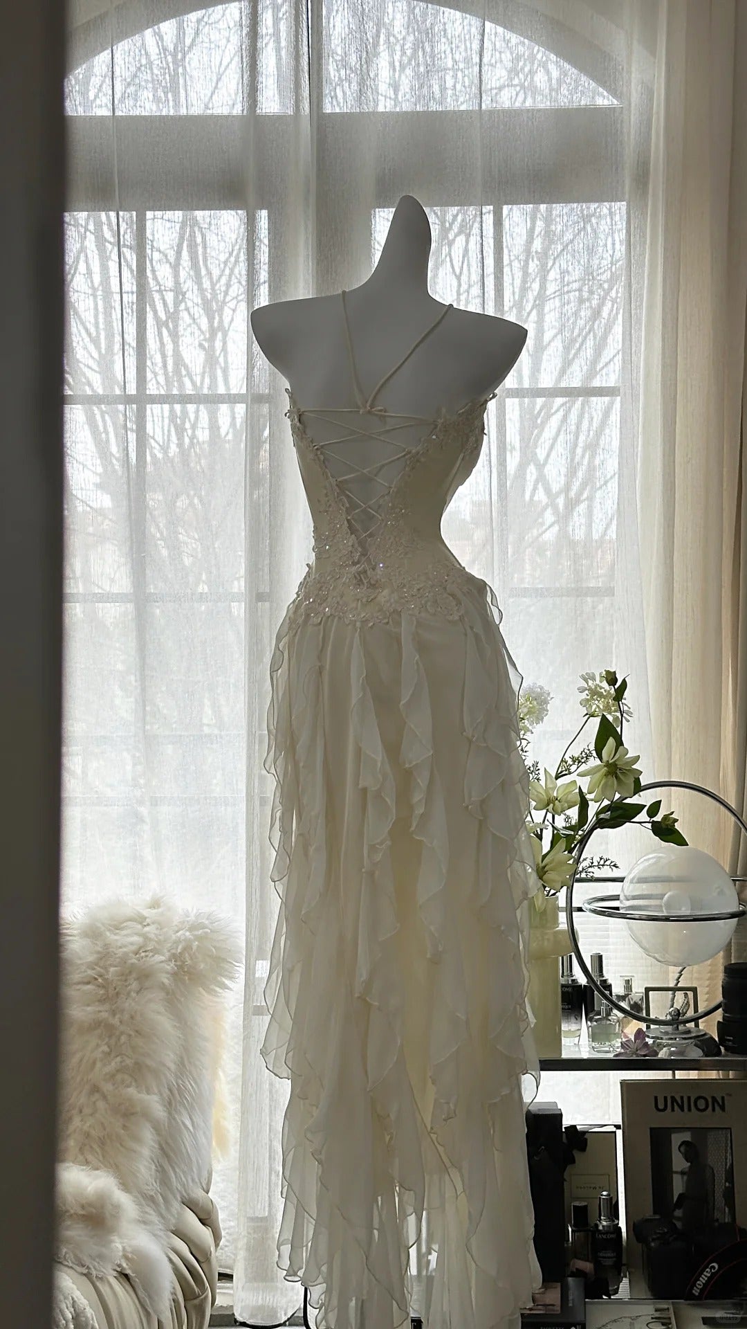 Fairy-Like Tube Top With Heart-Shaped Collar And Beaded Wood Ear Curled Skirt Chiffon Classy Prom Dress