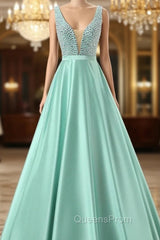 Fairy Tale Green Evening Prom Dress Satin Evening Prom Dress Sexy Evening Prom Dress