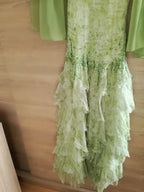 Fairytale Green Mermaid Vintage Party Dresses Sweetheart Chiffon Beaded Layed  Prom Dresses