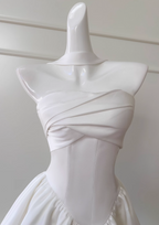 Fairytale White Strapless Short Classy Prom Dress For Party&Birthday Elegant Classy Evening Dress