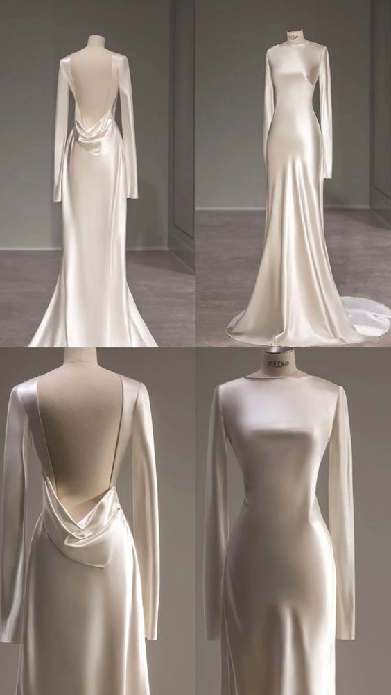 Fairytale With Long Sleeves And Open Back Satin Wedding Dress Secondary image