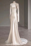 Fairytale With Long Sleeves And Open Back Satin Wedding Dress