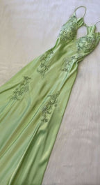 Fancy Mermaid Spaghetti Straps Green Backless Long Classy Prom Dress Classy Evening Dress Classy Dress