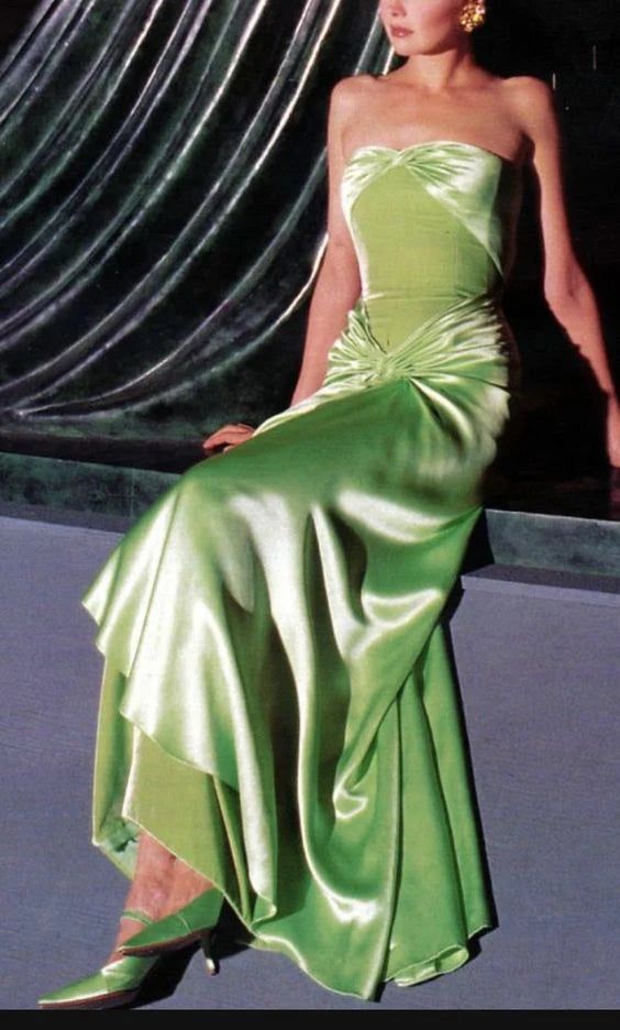 Fancy Mermaid Sweetheart Neckline Green Satin Long Classy Prom Dress Classy Evening Dress Classy Dress Main image