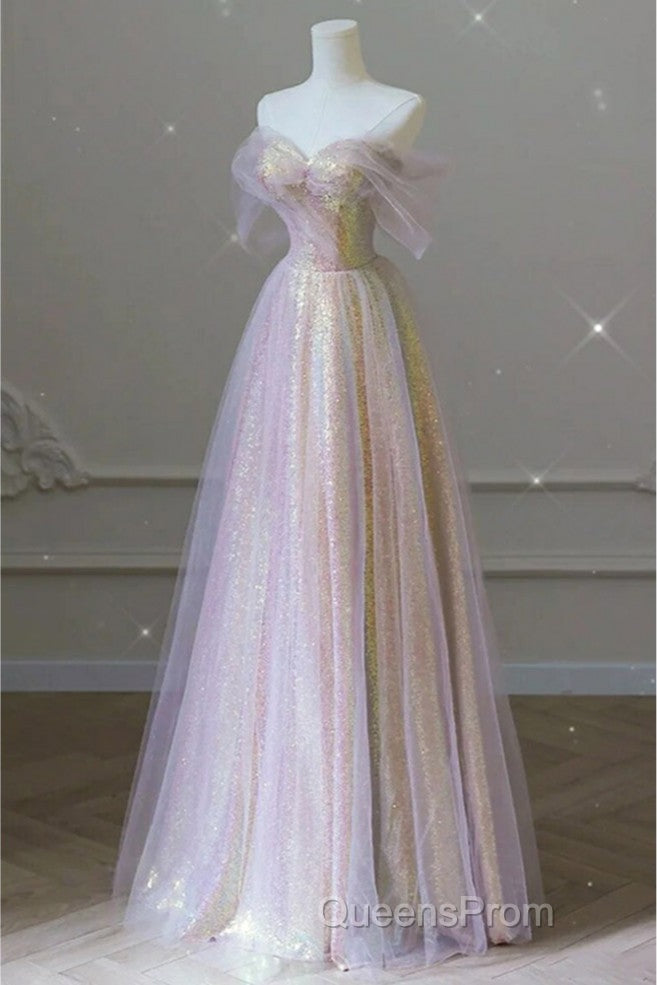Fantasy Purple Bling Sequined Evening Prom Dress Off Shoulder Secondary image