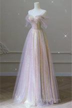Fantasy Purple Bling Sequined Evening Prom Dress Off Shoulder