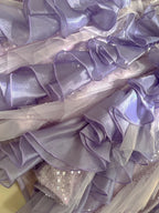 Fantasy Purple Mermaid Ruffled Tulle Sequined Long Classy Prom Dress