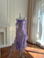 Fantasy Purple Mermaid Ruffled Tulle Sequined Long Classy Prom Dress
