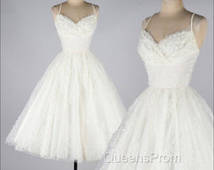 Fashion A Line Lace Evening Prom Dress, Short Straps Homecoming Dress