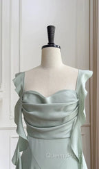 Fashion Green A Line Homecoming Dress Satin Mini Evening Prom Dress