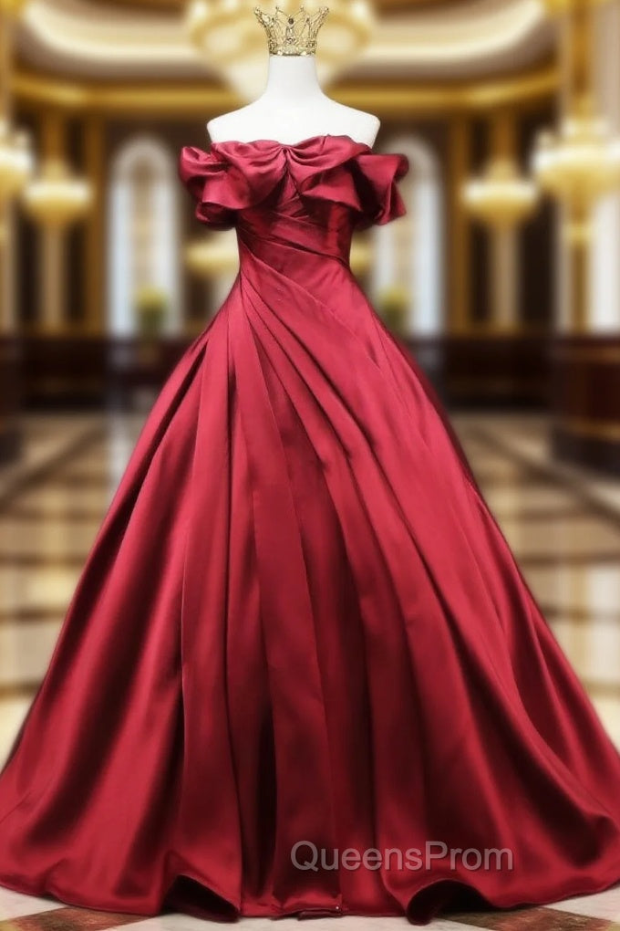 Fashion Green Satin Off the Shoulder Pleats Evening Prom Dress Main image