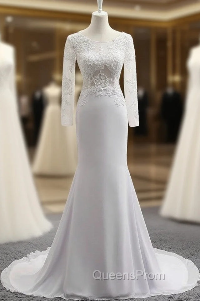 Fashion Mermaid Wedding Dress Long Sleeve High Quality Sexy Scoop Neck Main image