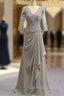 Fashion Plus Size Gray Mother Of The Bride Dress A-line 3/4 Sleeves