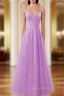 Fashion Purple Tulle Spaghetti Straps Appliques Evening Prom Dress