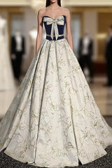 Fashion Strapless Evening Prom Dress With Bow