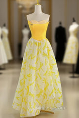 Fashion Yellow Sweetheart Long Evening Prom Dress