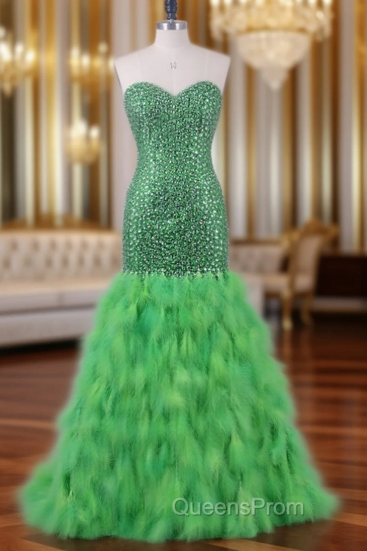 Feather Mermaid Evening Prom Dress Long Evening Dress For Women Wedding Party Main image