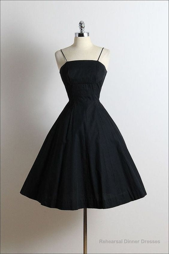 Mini A Line Black Spaghetti Straps Short Prom Dresses, Homecoming Dress Main image