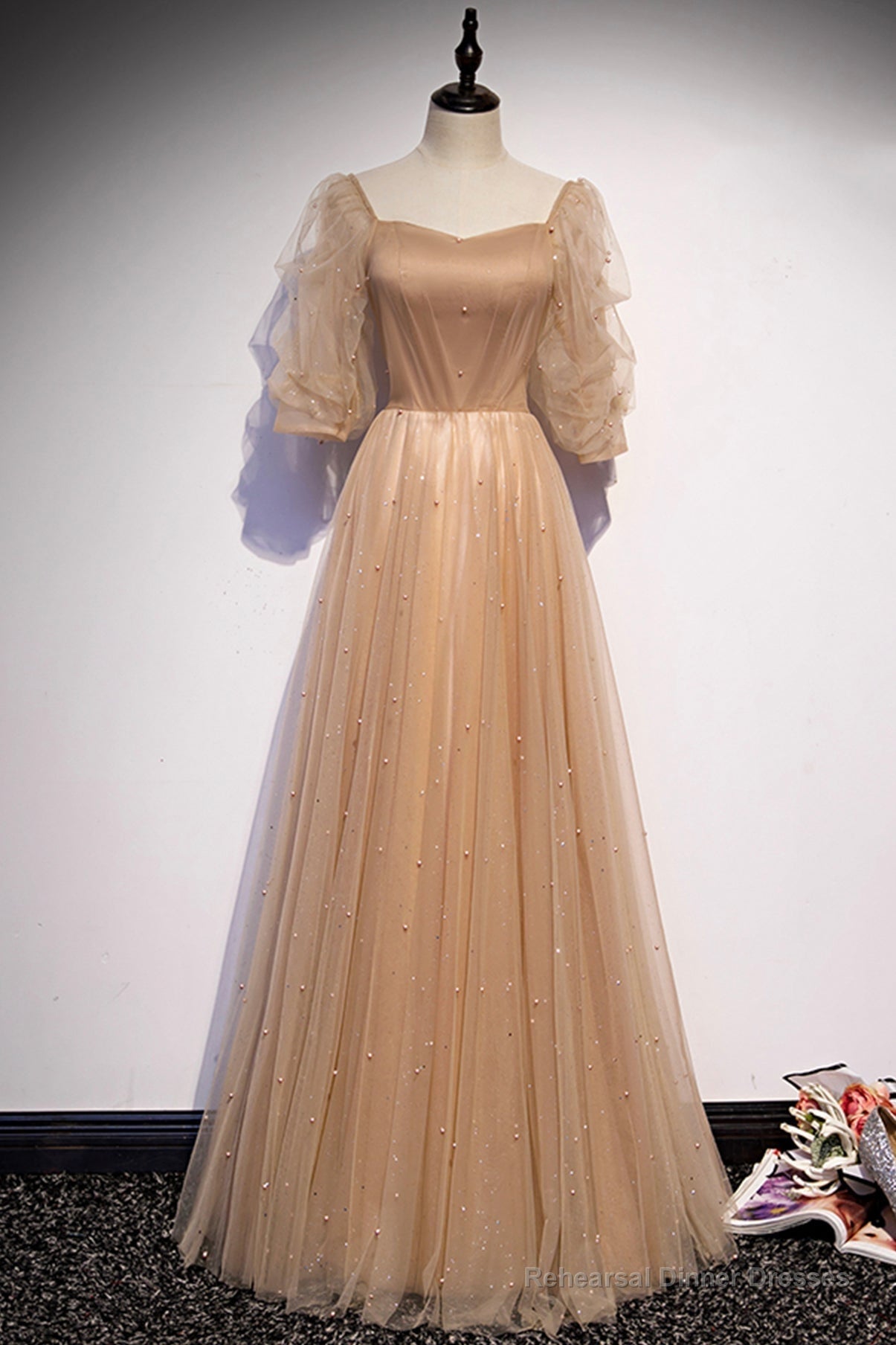 Cute Tulle Long Prom Dresses, A-Line Evening Dresses Main image