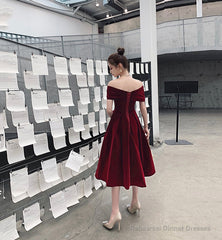 Burgundy velvet short prom dress homecoming dress