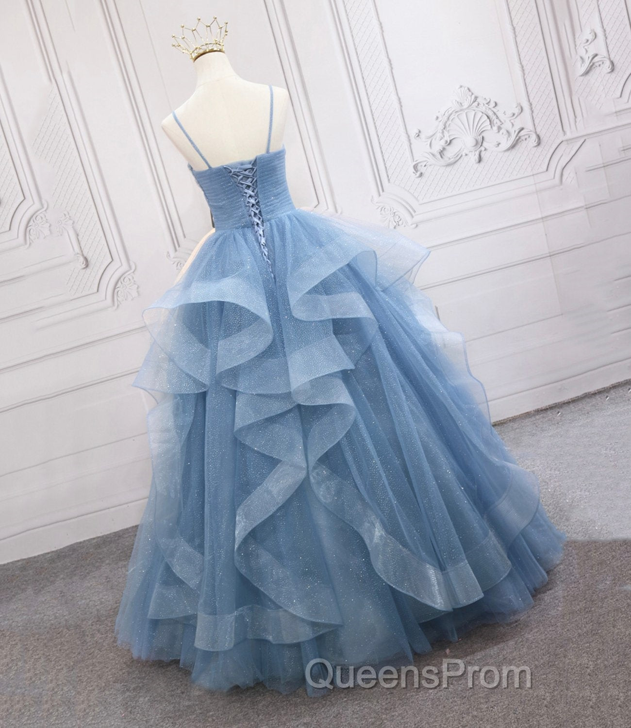 Blue Tulle Long Evening Prom Dress Blue Evening Gown Secondary image