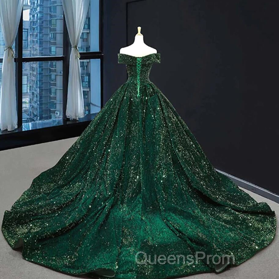 Vintage Off Shoulder Green Long Quinceanera Dress Sweet 16 Evening Prom Dress Secondary image