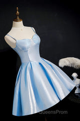 Blue satin short Evening Prom Dress homecoming Dress