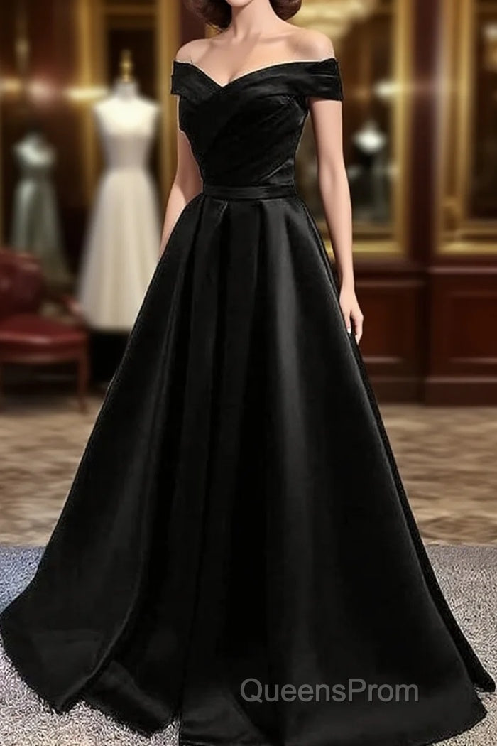 Off Shoulder A Line balck Evening Prom Dress Formal Dress Main image
