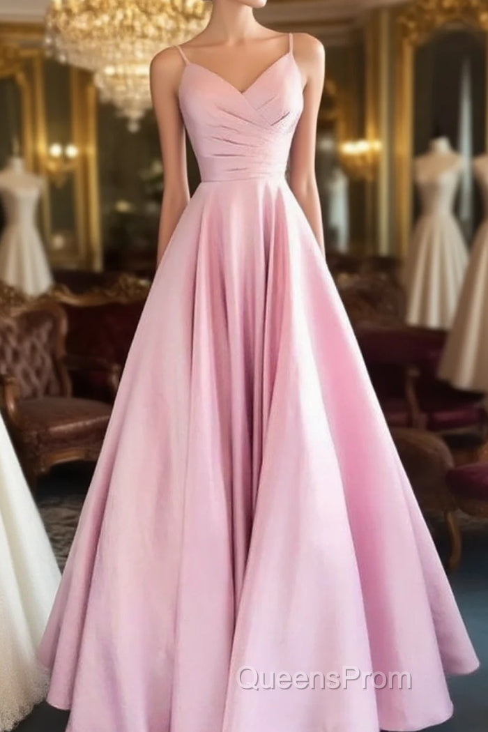 Pink A Line Sweetheart Satin Long party Dress Evening Prom Dress Elegant Evening Dress Custom Size Main image