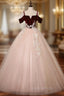Find Your Dress For Evening Prom! Burgundy Velvet Pink Tulle Spagehtti Straps Appliques Quinceanera Dress