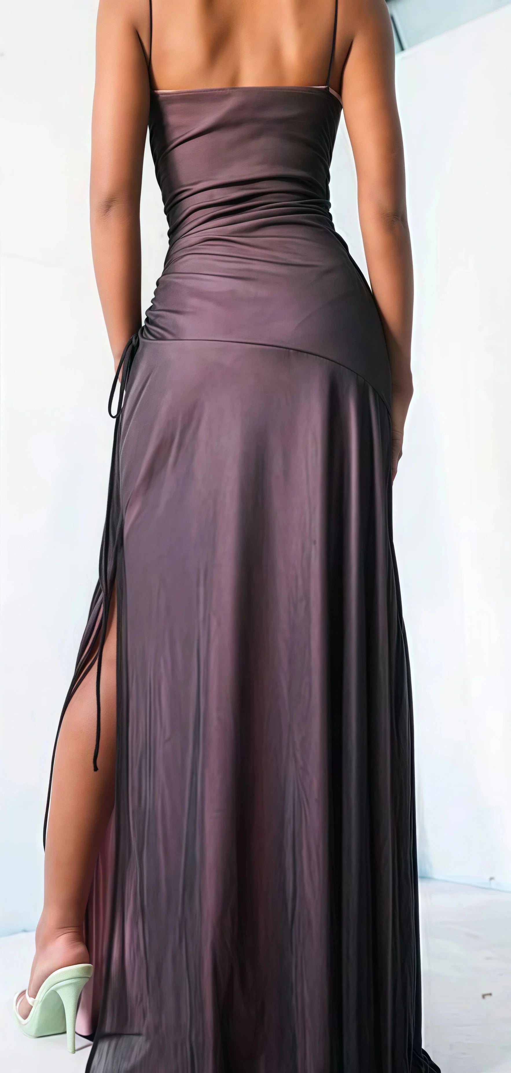 Fit & Flare Square Neck Purple Black And Pink Classy Prom Dress