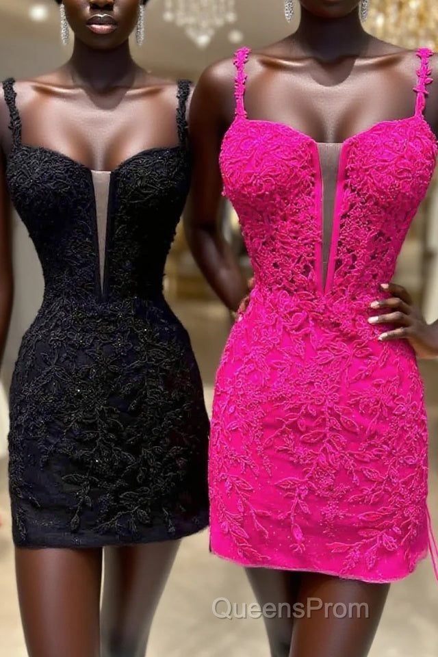 Fitted Straps Appliques Mini Homecoming Dress Main image