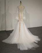 Flare Sleeve Sexy Mermaid Wedding Dress